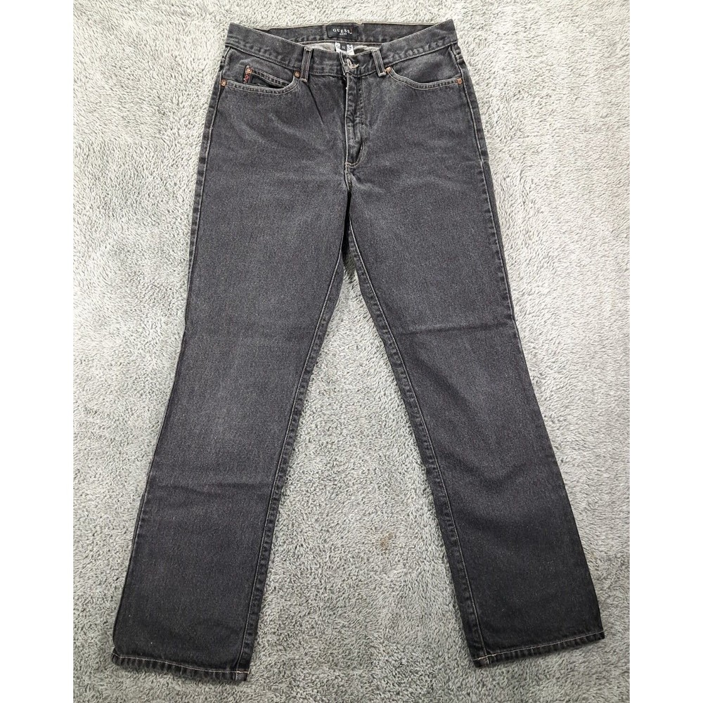 Guess Jeans Womens Sz 32 Black Straight Leg Denim Blue USA 100% Cotton - Picture 2 of 11